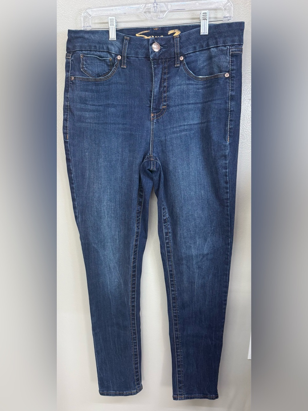 Women's Seven7 Jeans Dark Indigo Stretch Skinny Jeans EUC size 12
